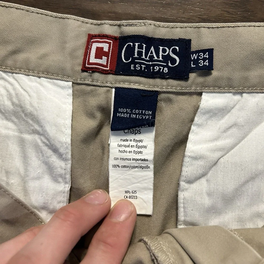 Chaps Men's Khaki Chino Pants 100% Cotton Size 34X34 - Picture 2 of 6
